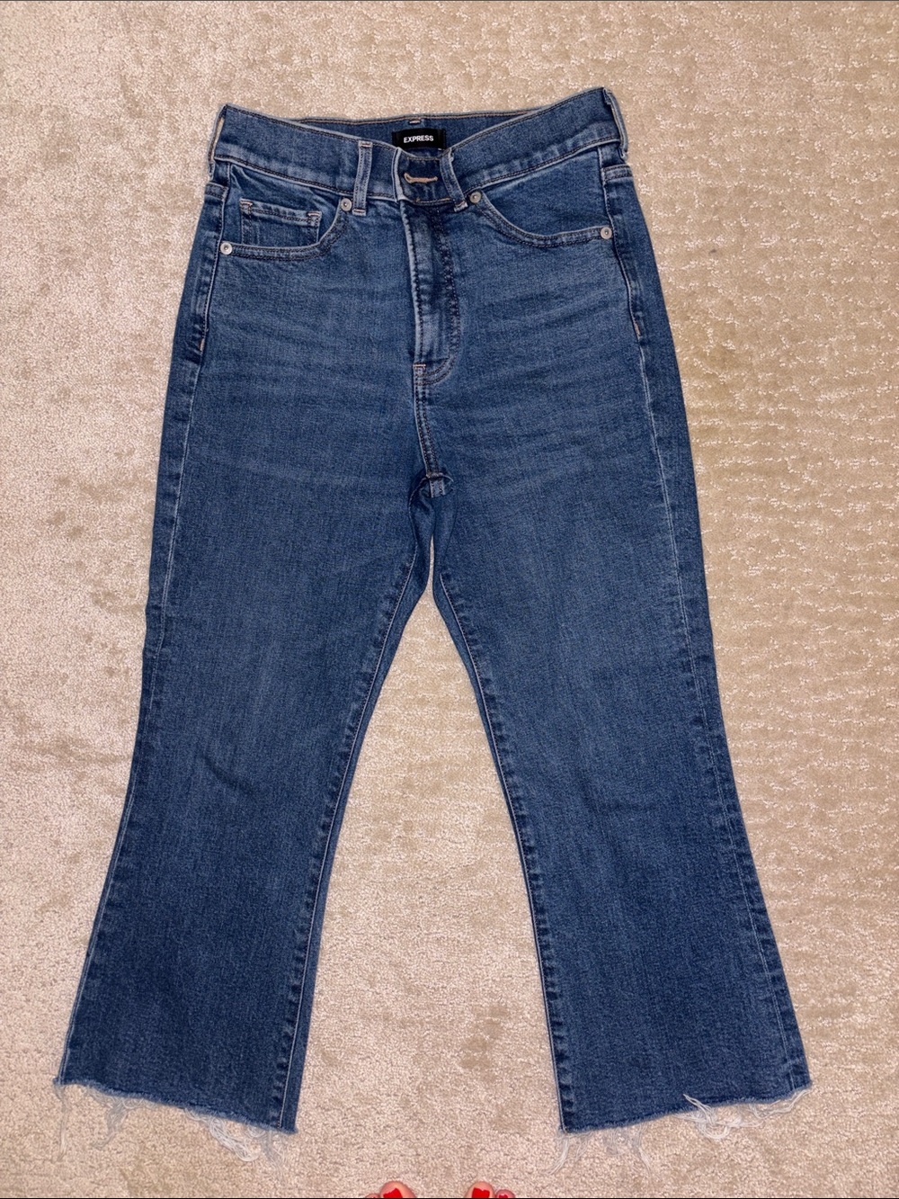 Express Cropped Flare Jeans Blue Size 0 Petite